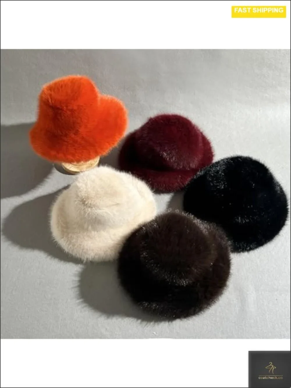Luxury Faux Fur Oversized Brim Bucket Hat - Super Soft Fluffy Winter Beanie